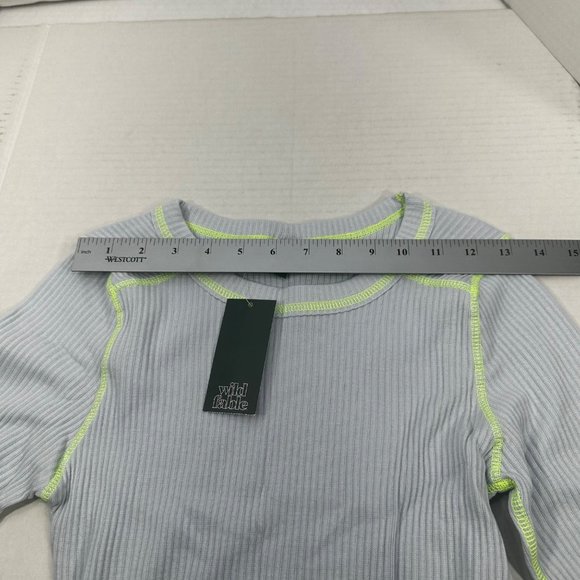 Wild Fable Women's Size XS Long Sleeve Slim Fit Baby Ribbed Tee Shirt Blue New - Picture 7 of 13